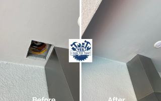 Yes, I Can Fix That handyman cutting out damaged drywall in a Fort Myers home